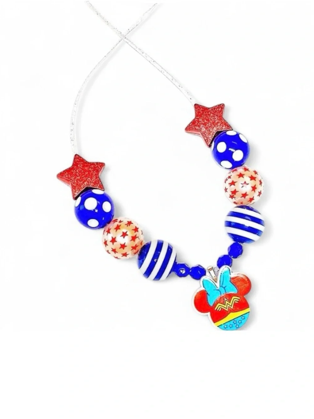 Handmade Minnie Mouse Head Wonder Woman DC Comics Superhero Bubblegum Necklace
